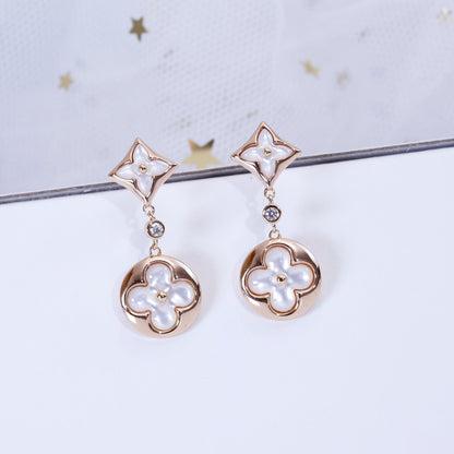 [Radiant Gem]¯STAR AND SUN PINK GOLD MOP DROP EARRINGS