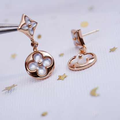 [Radiant Gem]¯STAR AND SUN PINK GOLD MOP DROP EARRINGS