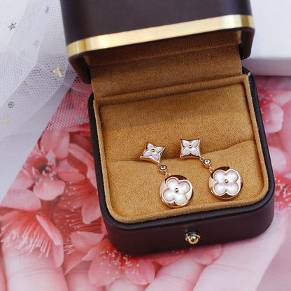 [Radiant Gem]¯STAR AND SUN PINK GOLD MOP DROP EARRINGS