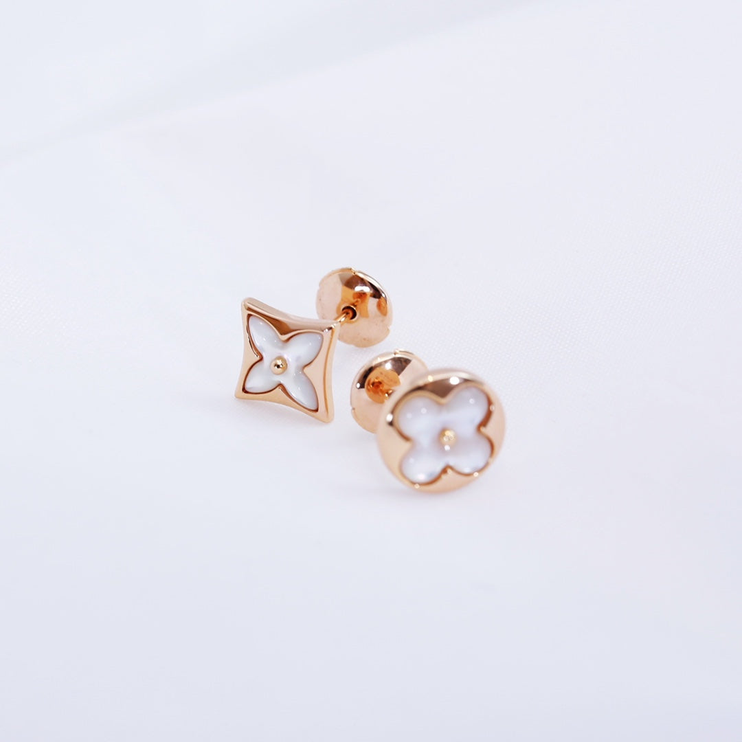 [Radiant Gem]¯STAR AND SUN PINK GOLD MOP STUD EARRINGS