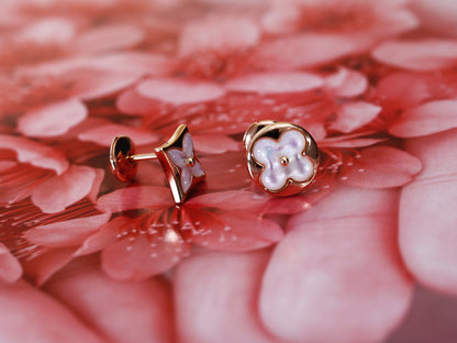[Radiant Gem]¯STAR AND SUN PINK GOLD MOP STUD EARRINGS