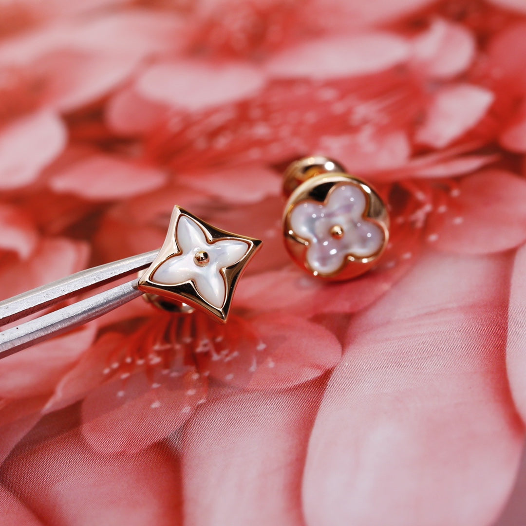 [Radiant Gem]¯STAR AND SUN PINK GOLD MOP STUD EARRINGS