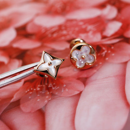 [Radiant Gem]¯STAR AND SUN PINK GOLD MOP STUD EARRINGS
