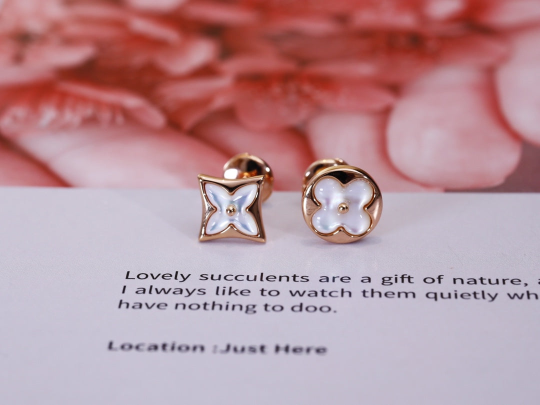 [Radiant Gem]¯STAR AND SUN PINK GOLD MOP STUD EARRINGS