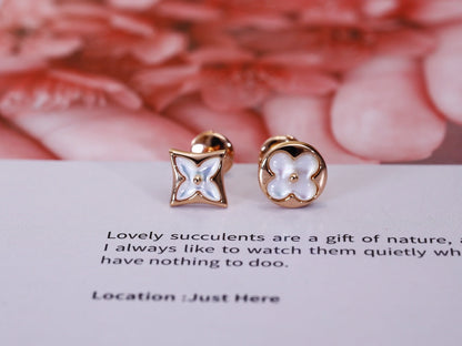 [Radiant Gem]¯STAR AND SUN PINK GOLD MOP STUD EARRINGS