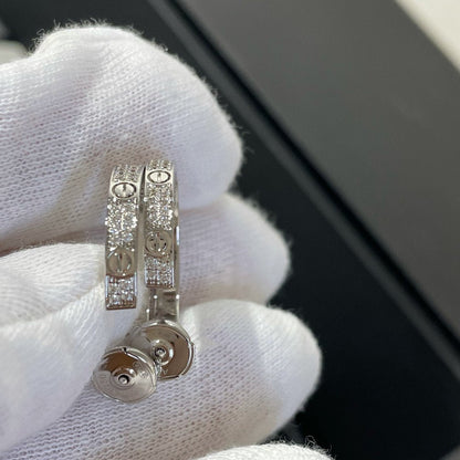 [Radiant Gem]¯LOVE DIAMOND SILVER HOOP EARRINGS