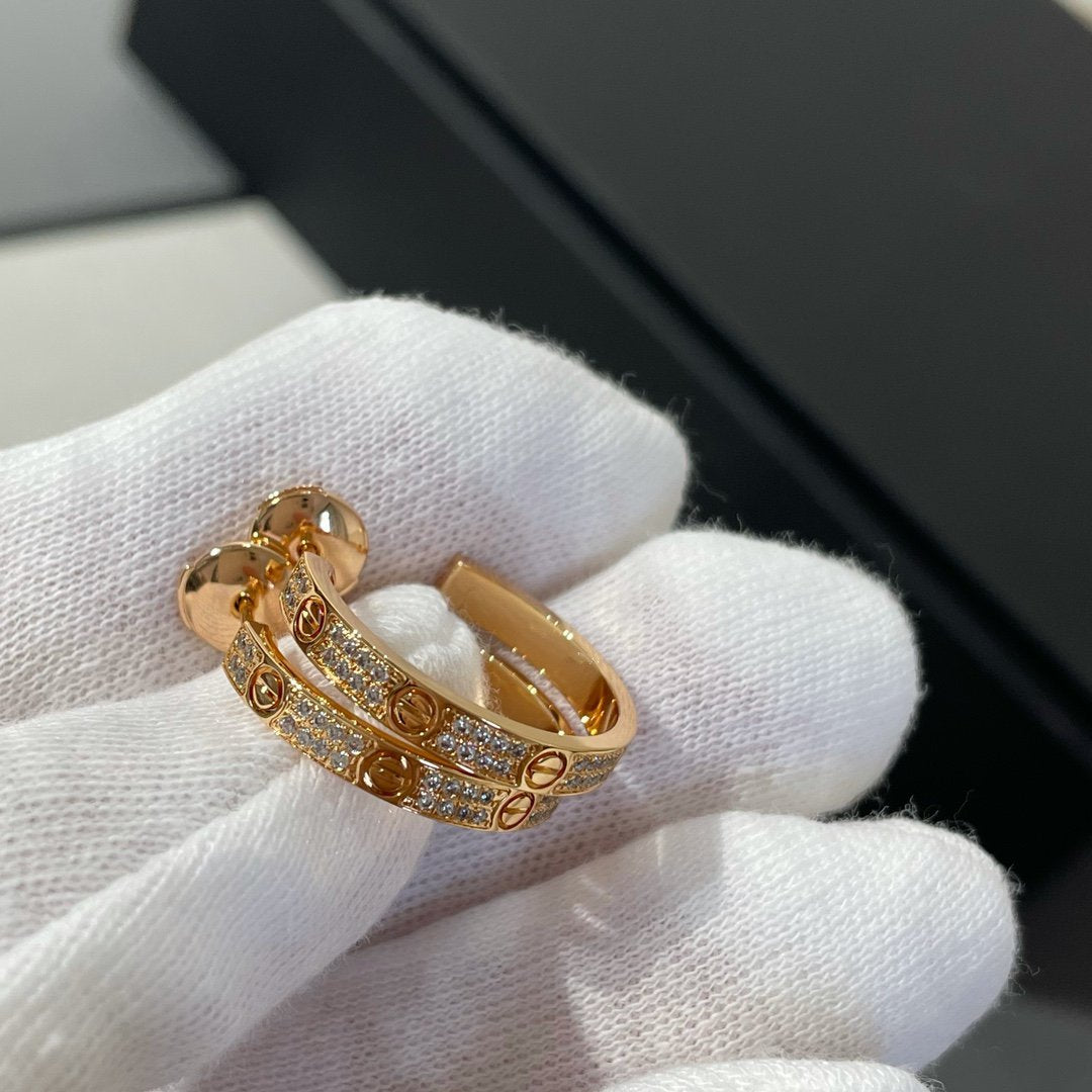 [Radiant Gem]¯LOVE DIAMOND PINK GOLD HOOP EARRINGS