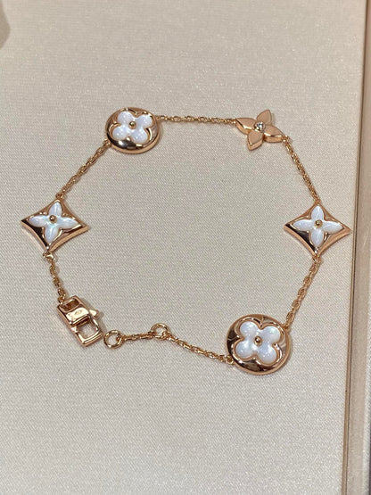 [Radiant Gem]¯STAR AND SUN 5 MOTIF MOP PINK GOLD BRACELET