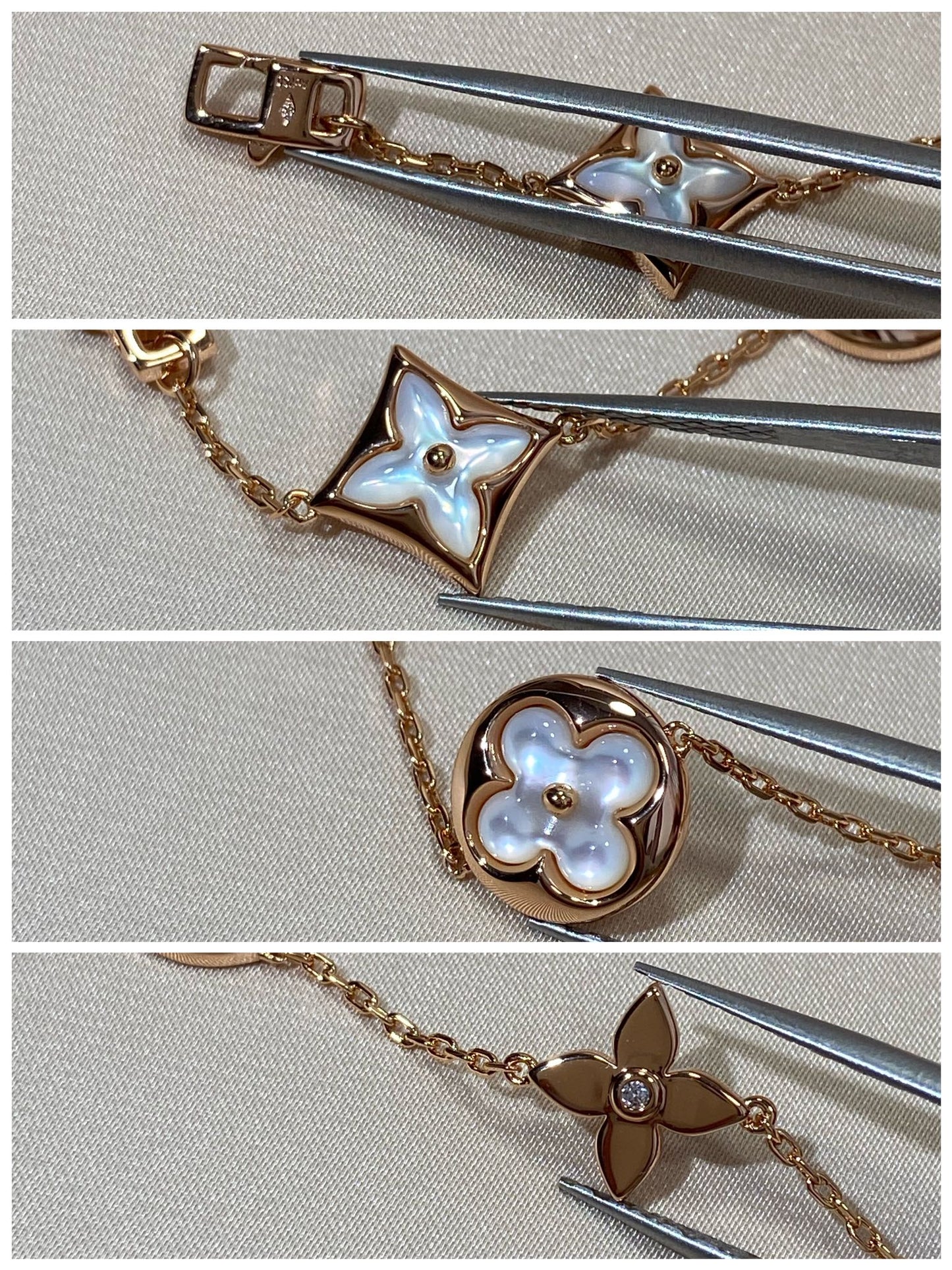 [Radiant Gem]¯STAR AND SUN 5 MOTIF MOP PINK GOLD BRACELET