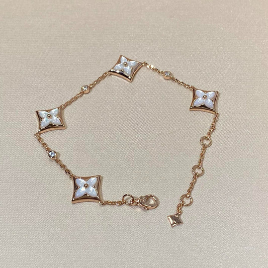[Radiant Gem]¯STAR 4 MOTIF MOP DIAMOND PINK GOLD BRACELET