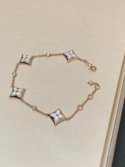[Radiant Gem]¯STAR 4 MOTIF MOP DIAMOND PINK GOLD BRACELET