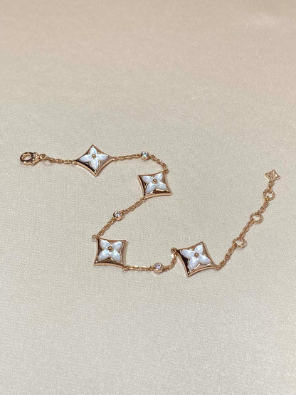 [Radiant Gem]¯STAR 4 MOTIF MOP DIAMOND PINK GOLD BRACELET