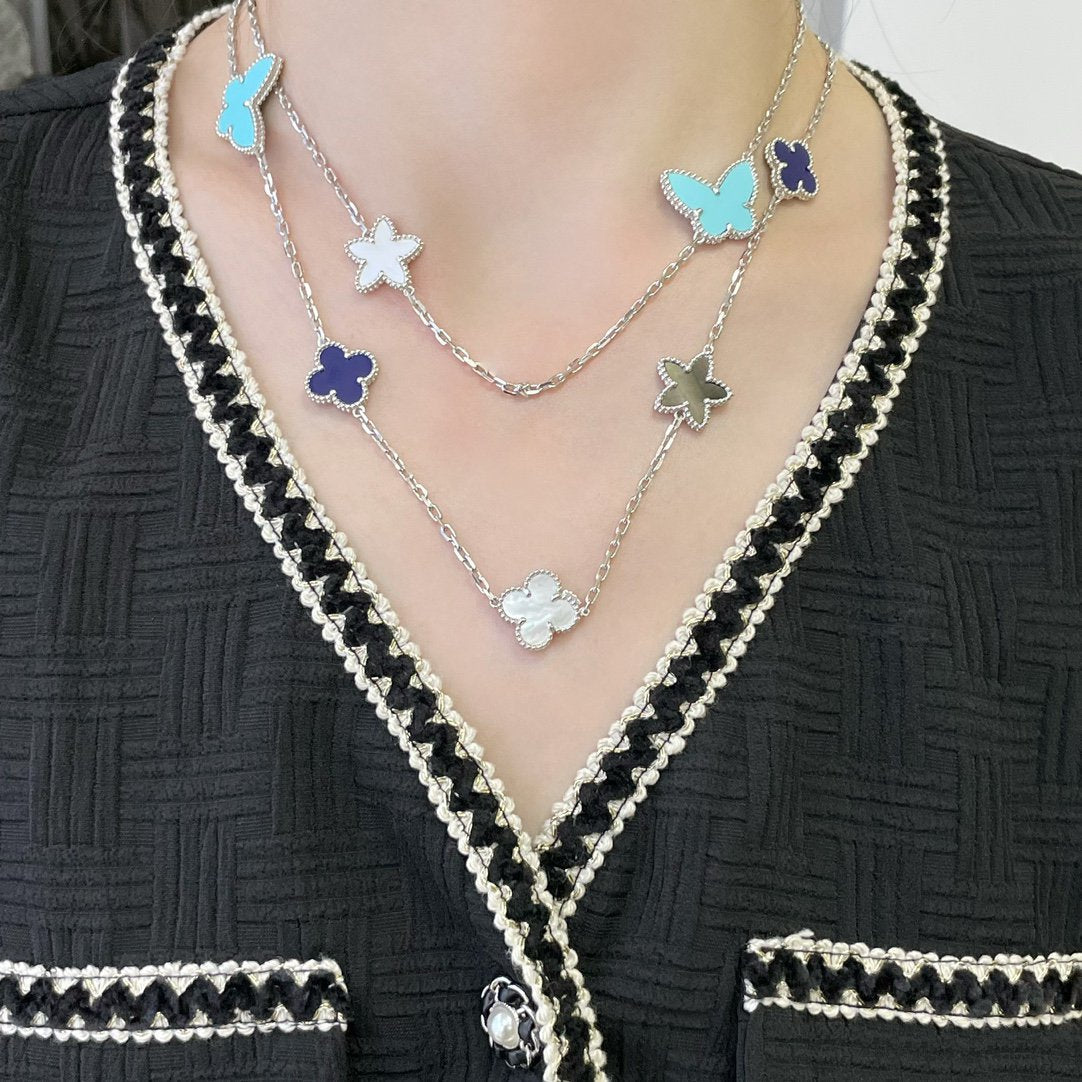 [Radiant Gem]¯LUCKY CLOVER SILVER 11 MOTIF NECKLACE