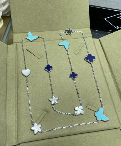 [Radiant Gem]¯LUCKY CLOVER SILVER 11 MOTIF NECKLACE