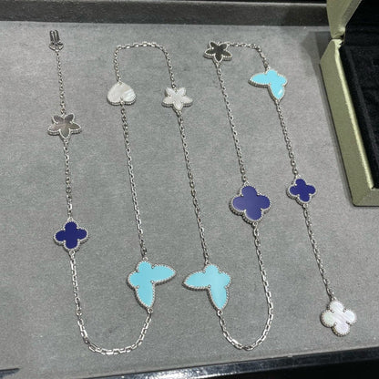 [Radiant Gem]¯LUCKY CLOVER SILVER 11 MOTIF NECKLACE