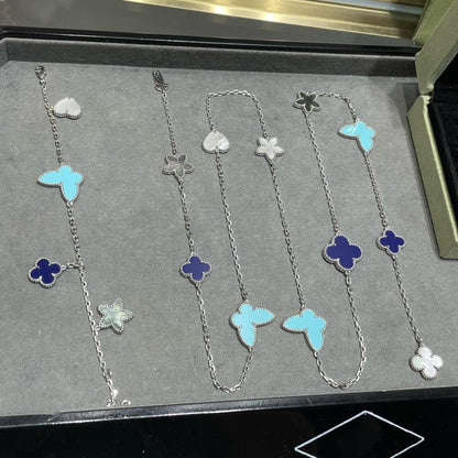 [Radiant Gem]¯LUCKY CLOVER SILVER 11 MOTIF NECKLACE