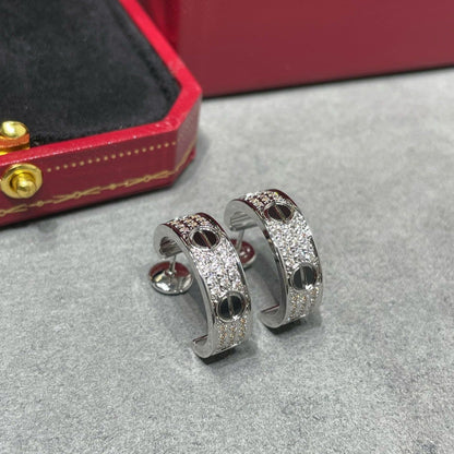 [Radiant Gem]¯LOVE CERAMIC DIAMOND PAVED SILVER EARRINGS