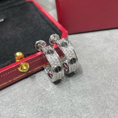 [Radiant Gem]¯LOVE CERAMIC DIAMOND PAVED SILVER EARRINGS