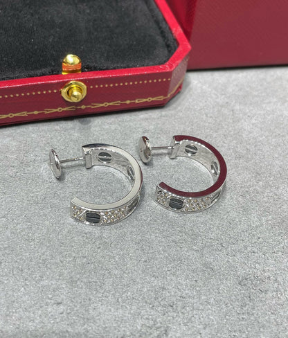 [Radiant Gem]¯LOVE CERAMIC DIAMOND PAVED SILVER EARRINGS