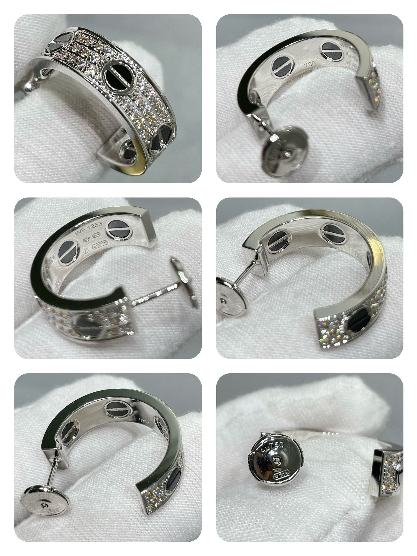 [Radiant Gem]¯LOVE CERAMIC DIAMOND PAVED SILVER EARRINGS