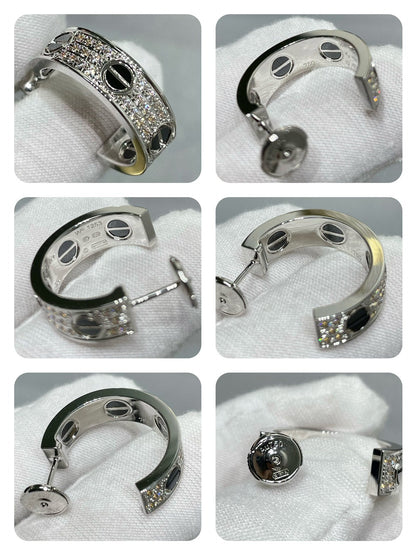 [Radiant Gem]¯LOVE CERAMIC DIAMOND PAVED SILVER EARRINGS