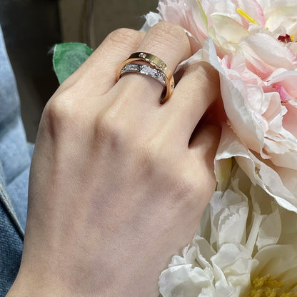 [Radiant Gem]¯LOVE PINK GOLD SILVER DIAMOND DOUBLE RING