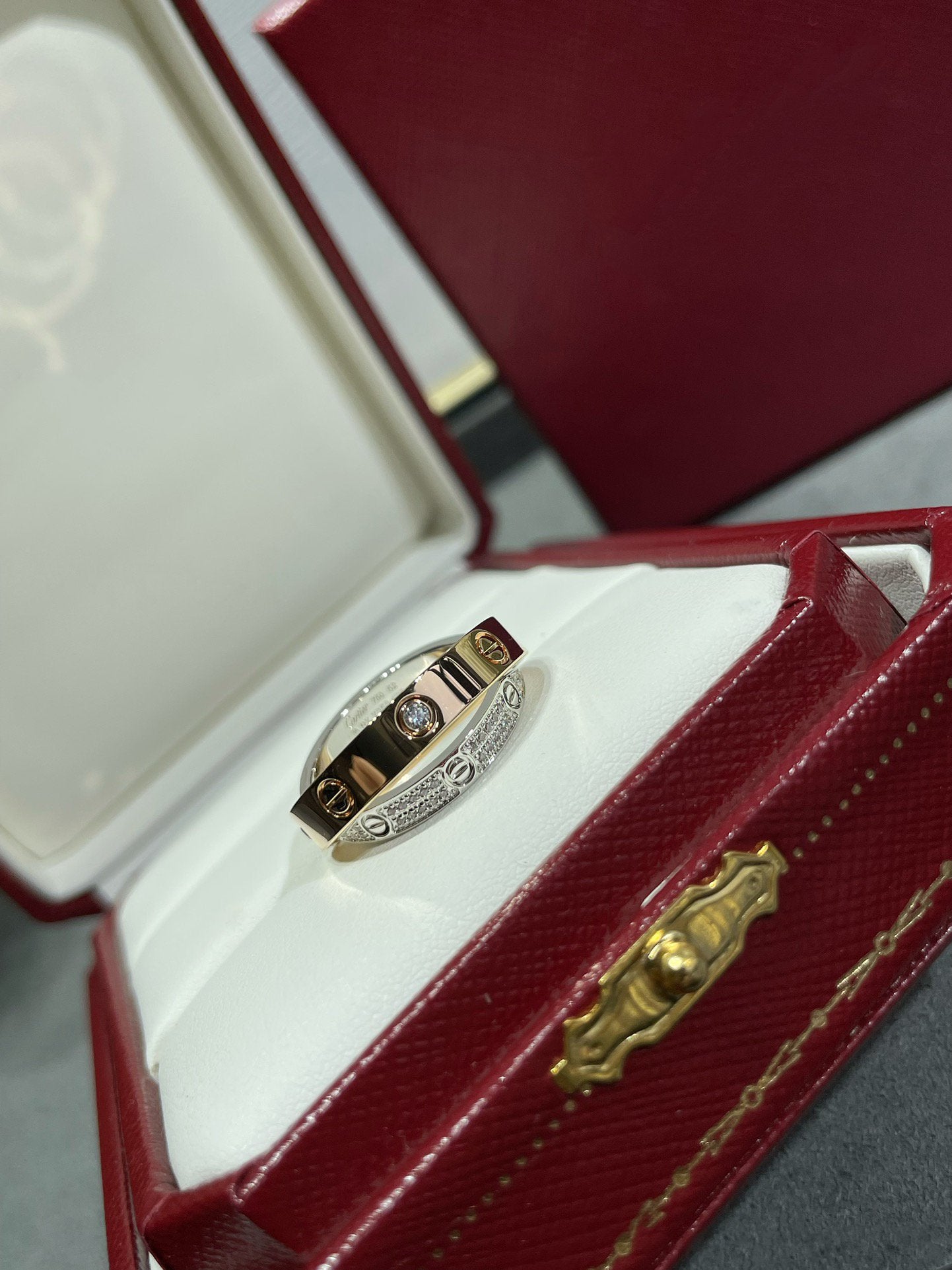 [Radiant Gem]¯LOVE PINK GOLD SILVER DIAMOND DOUBLE RING