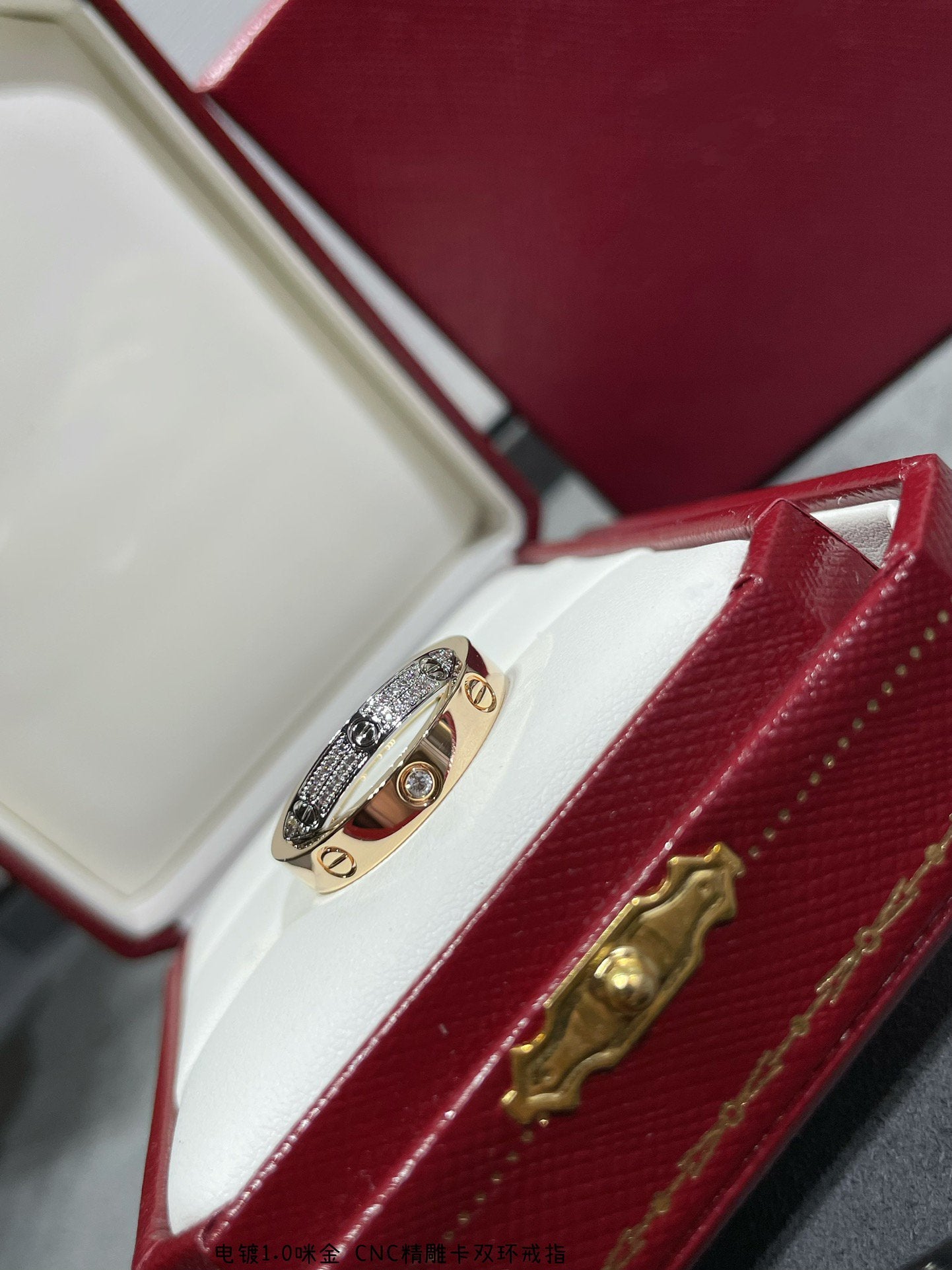 [Radiant Gem]¯LOVE PINK GOLD SILVER DIAMOND DOUBLE RING