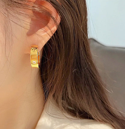[Radiant Gem]¯LOVE 5.5MM 1 DIAMOND EARRINGS