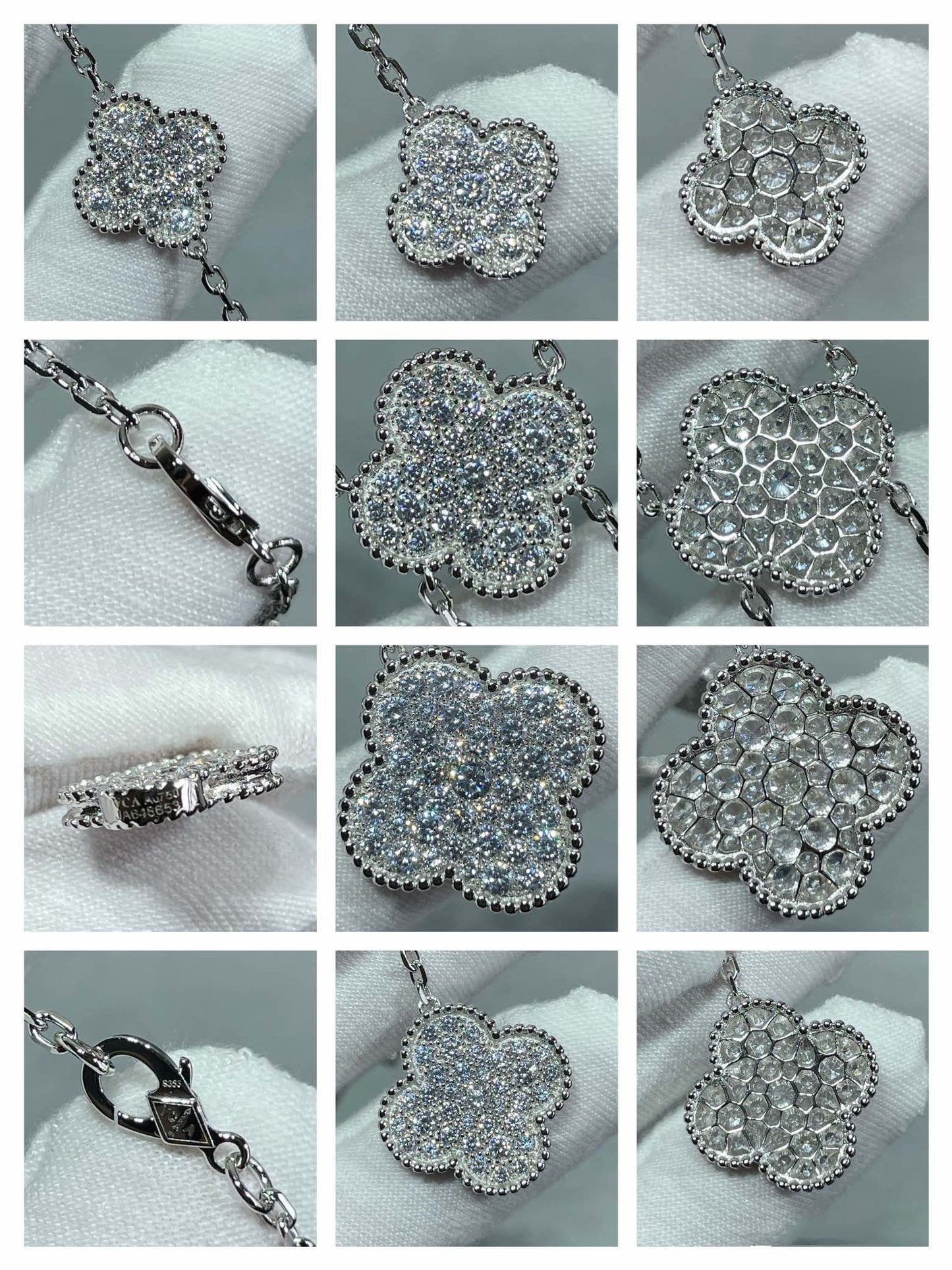 [Radiant Gem]¯CLOVER 6 MOTIF DIAMOND PAVED NECKLACE