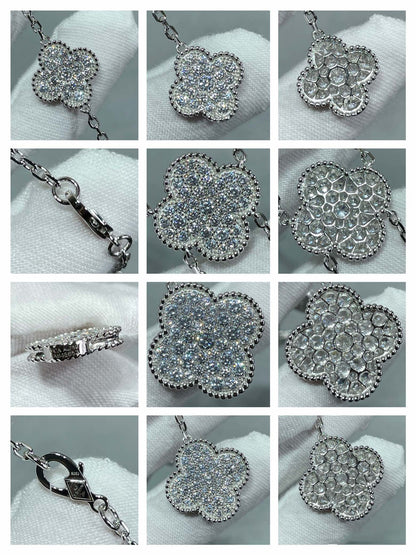 [Radiant Gem]¯CLOVER 6 MOTIF DIAMOND PAVED NECKLACE