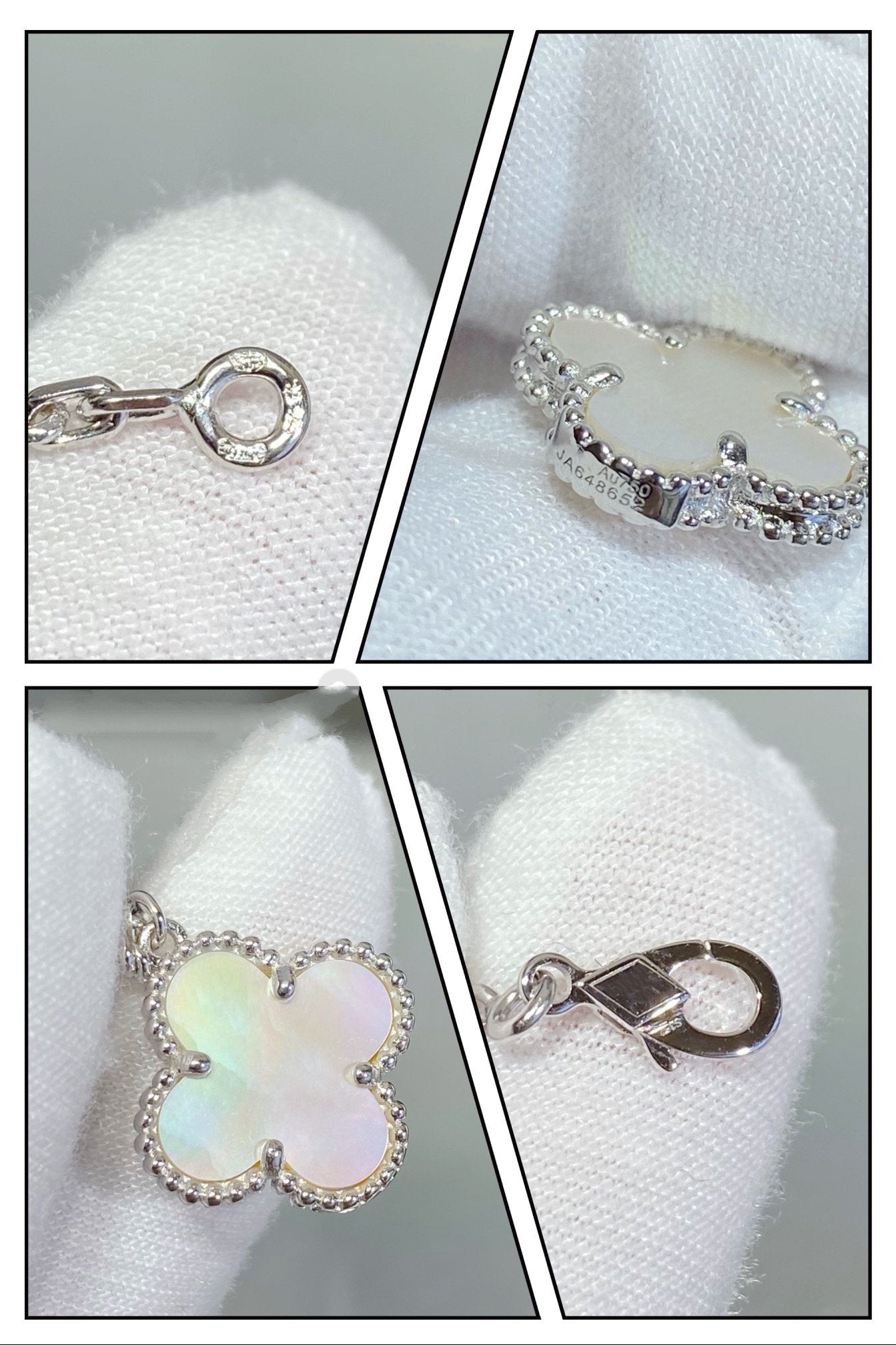 [Radiant Gem]¯CLOVER 5 MOTIF WHITE MOP SILVER BRACELET