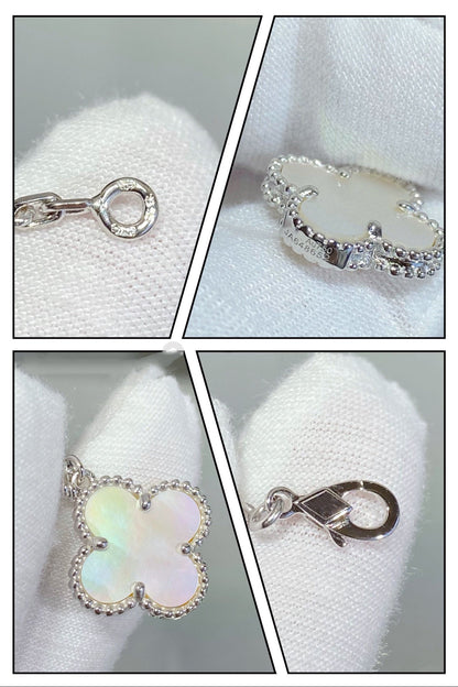 [Radiant Gem]¯CLOVER 5 MOTIF WHITE MOP SILVER BRACELET