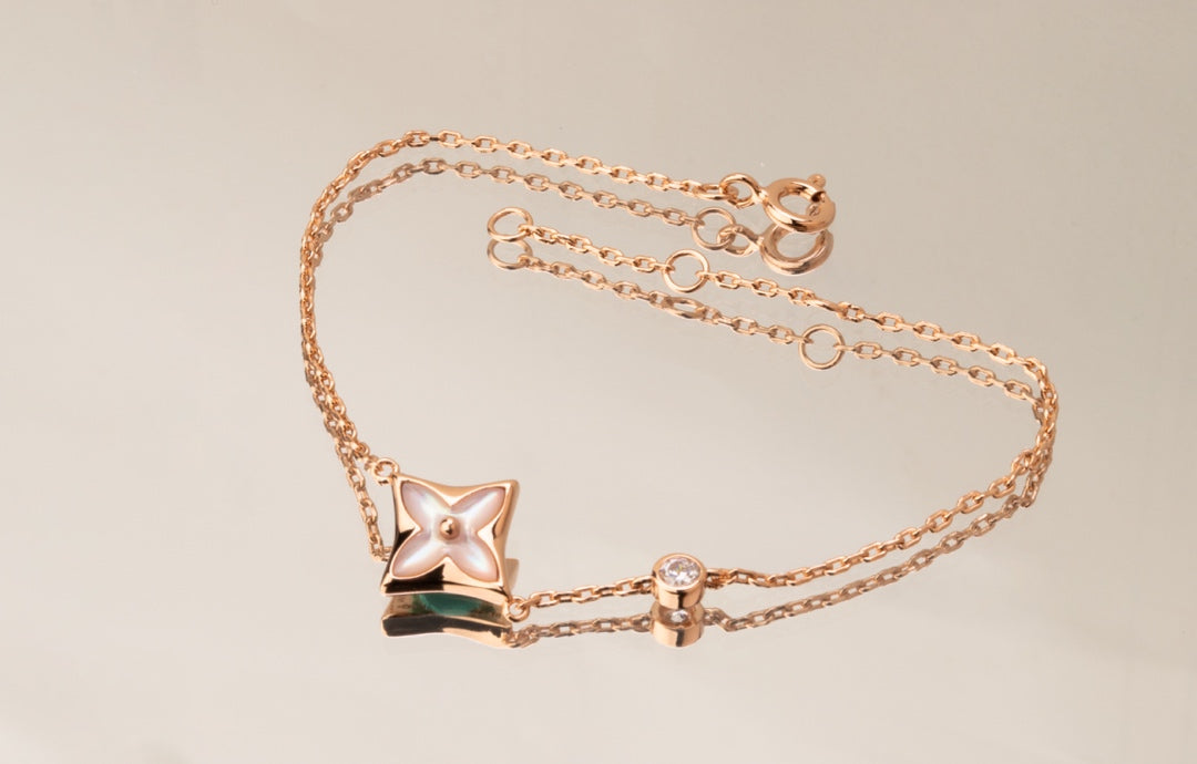 [Radiant Gem]¯STAR PINK MOP 1 DIAMOND PINK GOLD NECKLACE