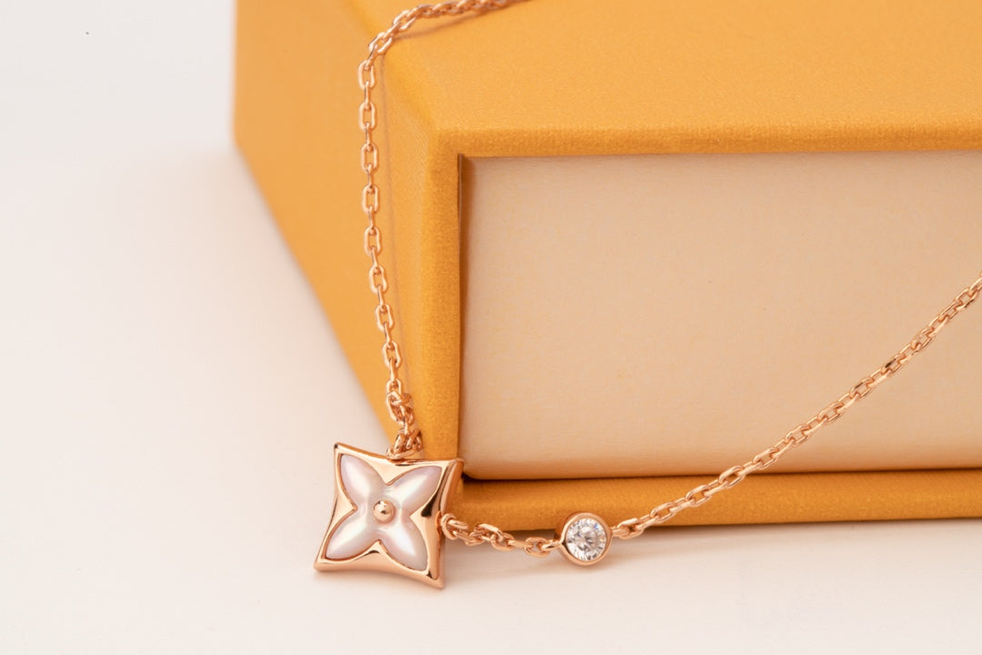 [Radiant Gem]¯STAR PINK MOP 1 DIAMOND PINK GOLD NECKLACE