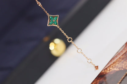 [Radiant Gem]¯STAR AND SUN 4 MOTIF PINK GOLD MALACHITE BRACELET