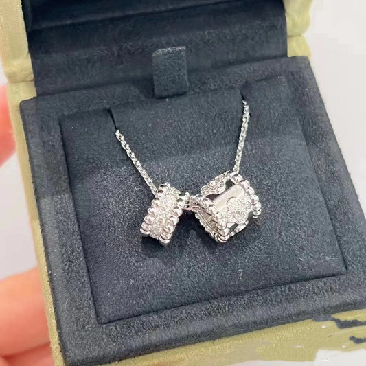 [Radiant Gem]¯PERLEE DOUBLE PENDANT SILVER DIAMOND NECKLACE