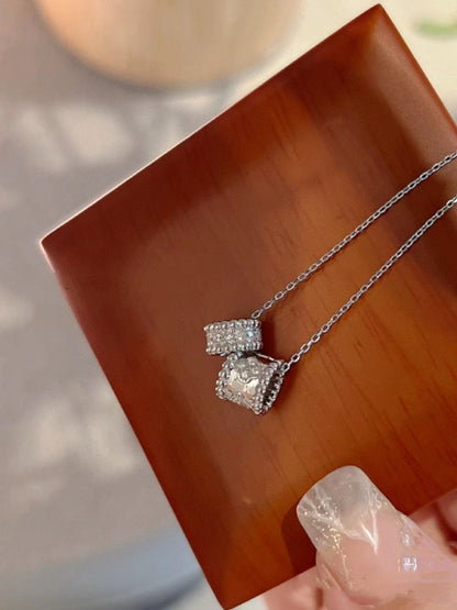 [Radiant Gem]¯PERLEE DOUBLE PENDANT SILVER DIAMOND NECKLACE