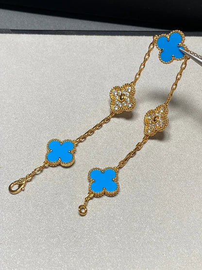 [Radiant Gem]New CLOVER 5 MOTIF BLUE AGATE BRACELET COLLECTION
