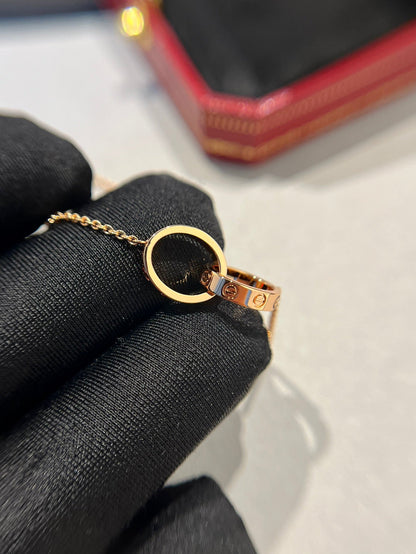 [Radiant Gem]¯LOVE NECKLACE DOUBLE RING PINK GOLD