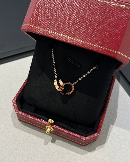 [Radiant Gem]¯LOVE NECKLACE DOUBLE RING PINK GOLD