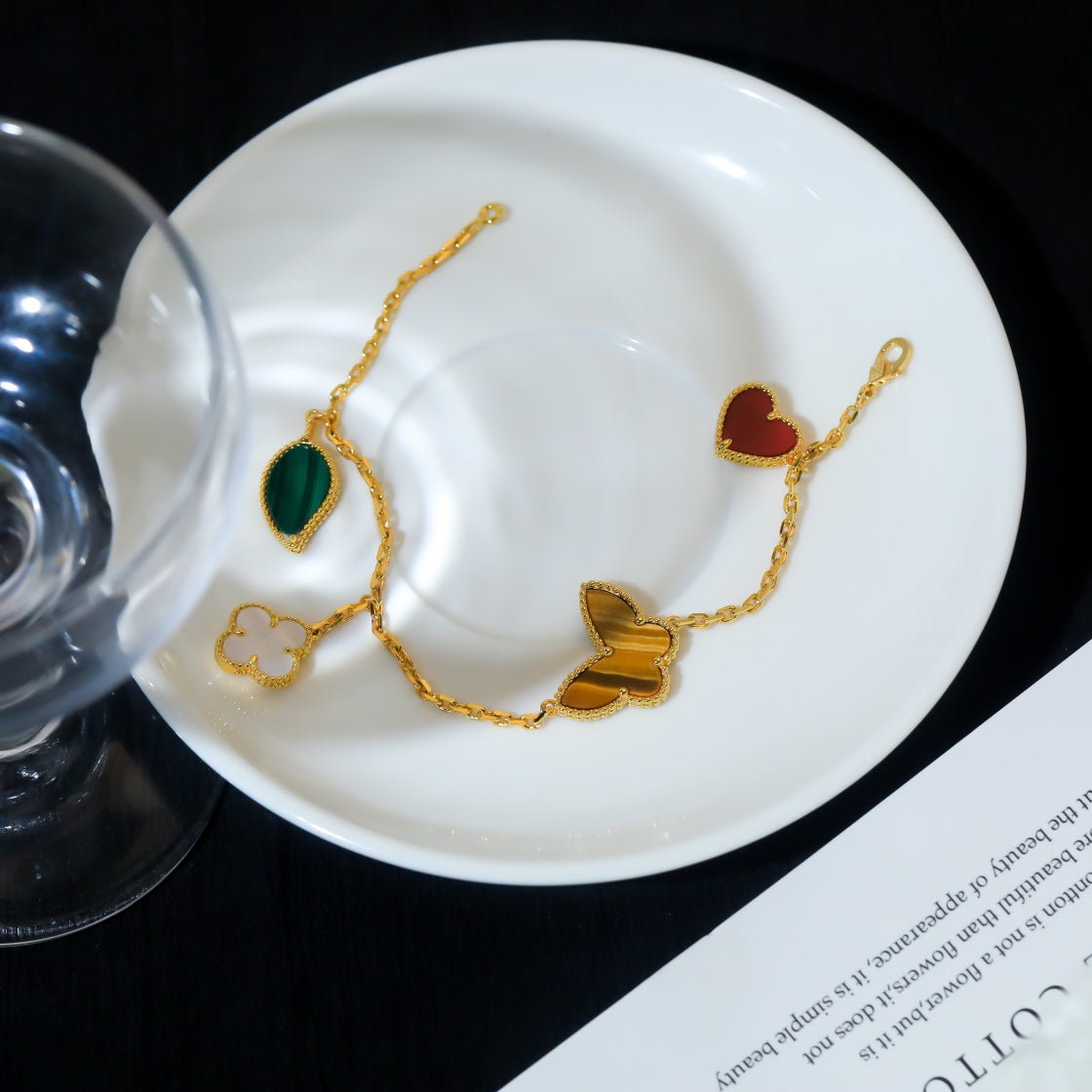 [Radiant Gem]¯LUCKY SPRING 5 MOTIF GOLD BRACELET
