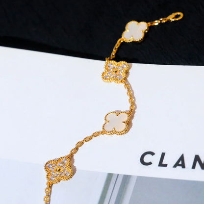 [Radiant Gem]New CLOVER WHITE PEARL MOP 5 MOTIF BRACELET COLLECTION