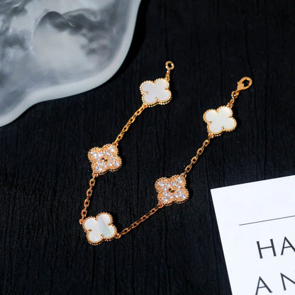 [Radiant Gem]New CLOVER WHITE PEARL MOP 5 MOTIF BRACELET COLLECTION