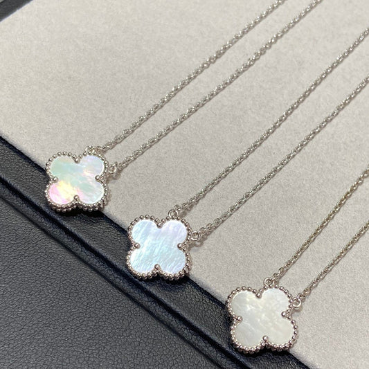 [Radiant Gem]¯CLOVER MEDIUM SILVER WHITE MOP NECKLACE
