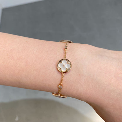 [Radiant Gem]¯STAR AND SUN 4 MOTIF WHITE MOP PINK GOLD BRACELET