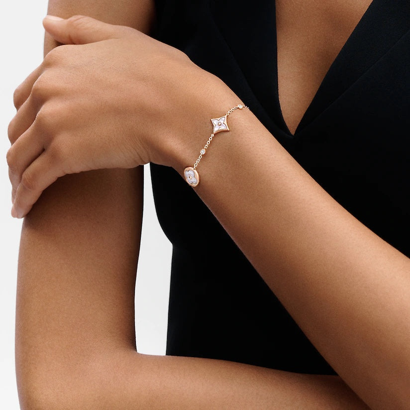 [Radiant Gem]¯STAR AND SUN 4 MOTIF WHITE MOP PINK GOLD BRACELET