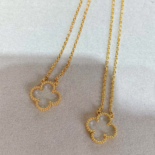 [Radiant Gem]¯CLOVER ROCK CRYSTAL ROSE GOLD NECKLACE