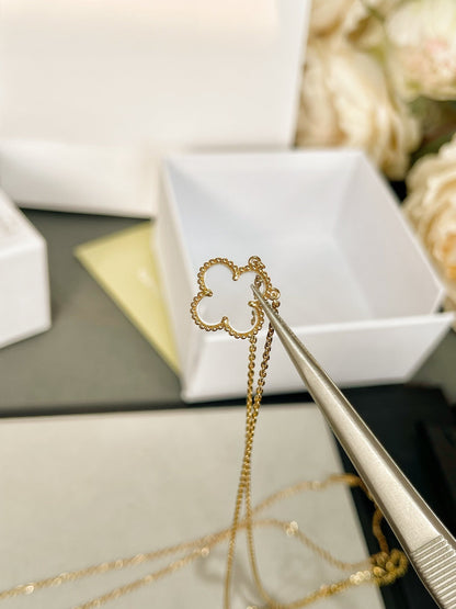 [Radiant Gem]¯CLOVER ROCK CRYSTAL ROSE GOLD NECKLACE