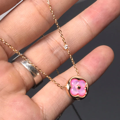 [Radiant Gem]¯COLOR BLOSSOM PINK MOP SUN GOLD NECKLACE